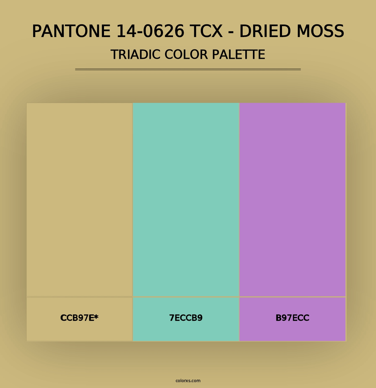 PANTONE 14-0626 TCX - Dried Moss - Triadic Color Palette