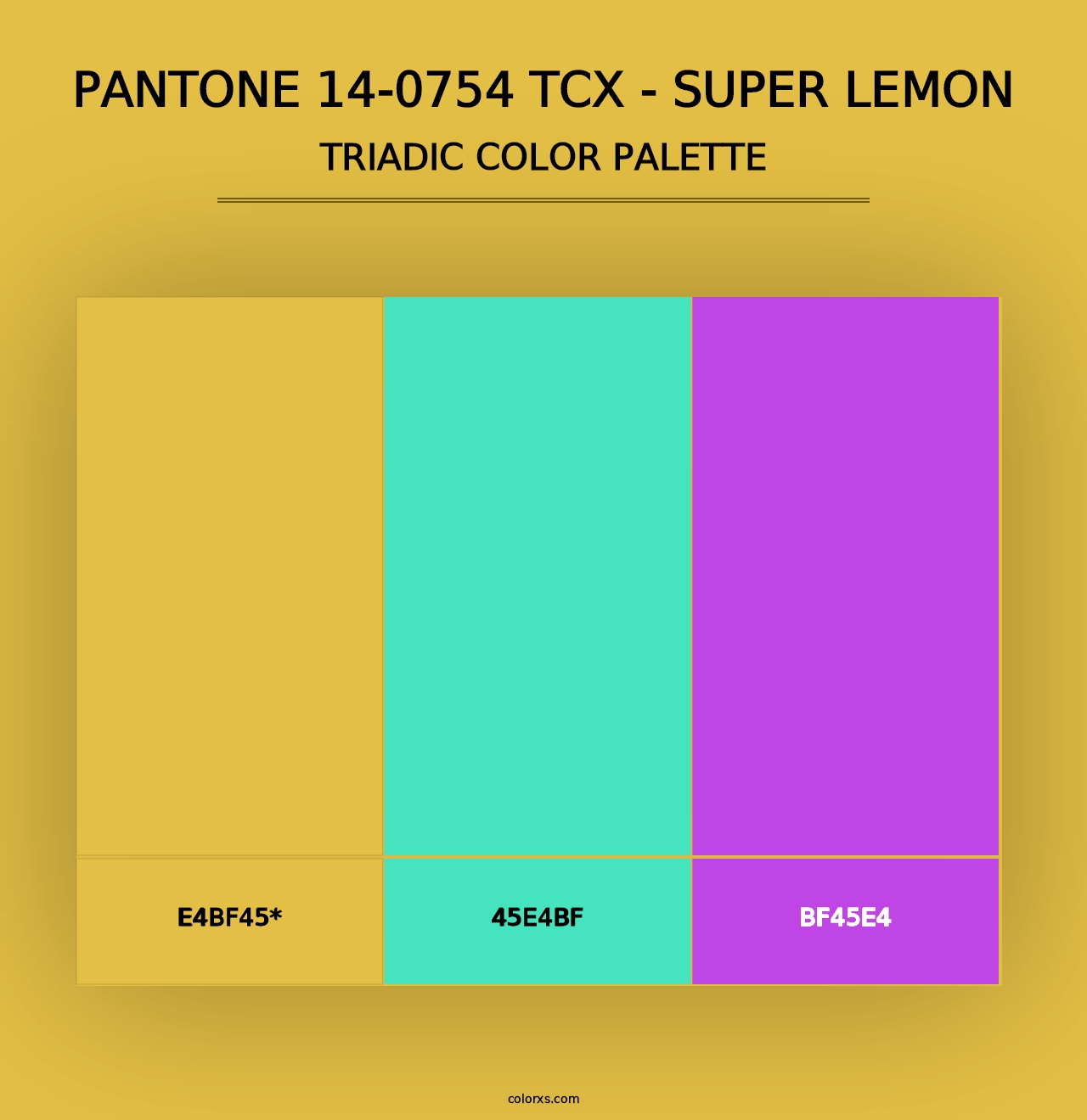 PANTONE 14-0754 TCX - Super Lemon - Triadic Color Palette