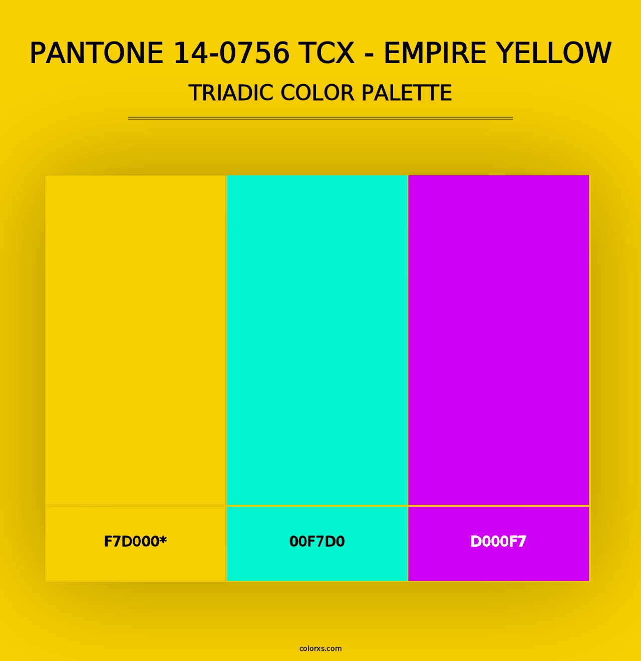 PANTONE 14-0756 TCX - Empire Yellow - Triadic Color Palette