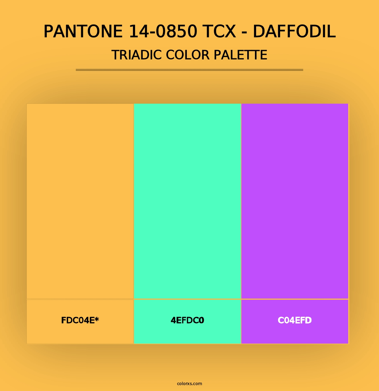 PANTONE 14-0850 TCX - Daffodil - Triadic Color Palette