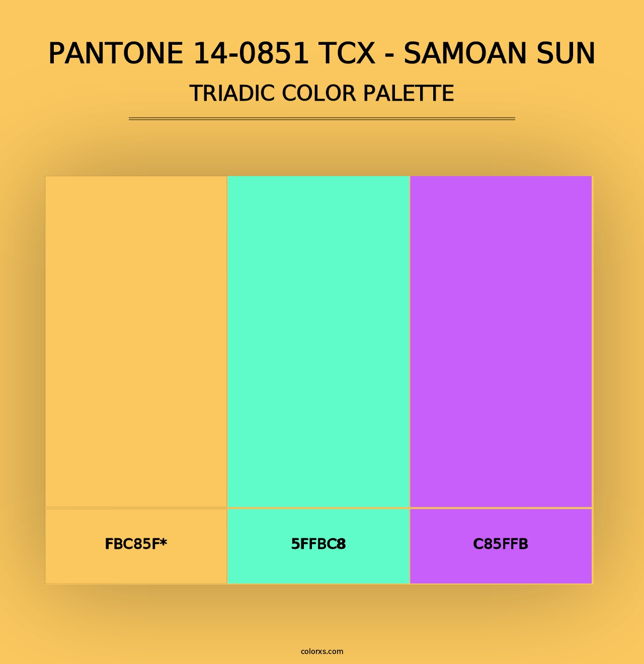 PANTONE 14-0851 TCX - Samoan Sun - Triadic Color Palette