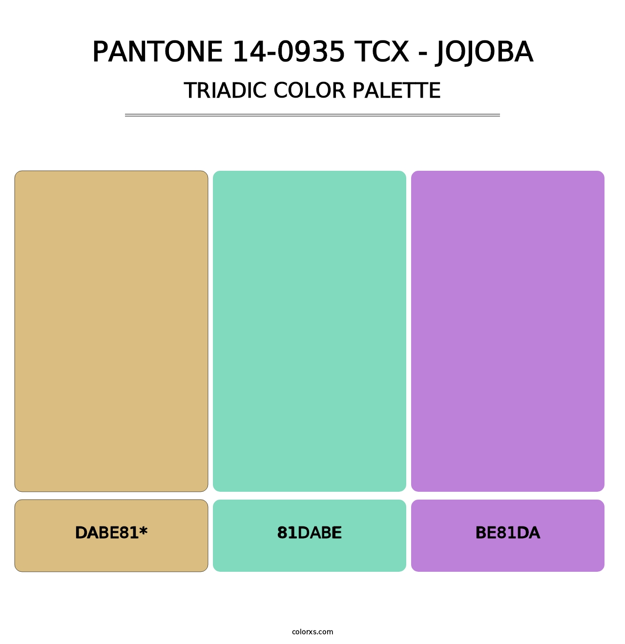 PANTONE 14-0935 TCX - Jojoba - Triadic Color Palette