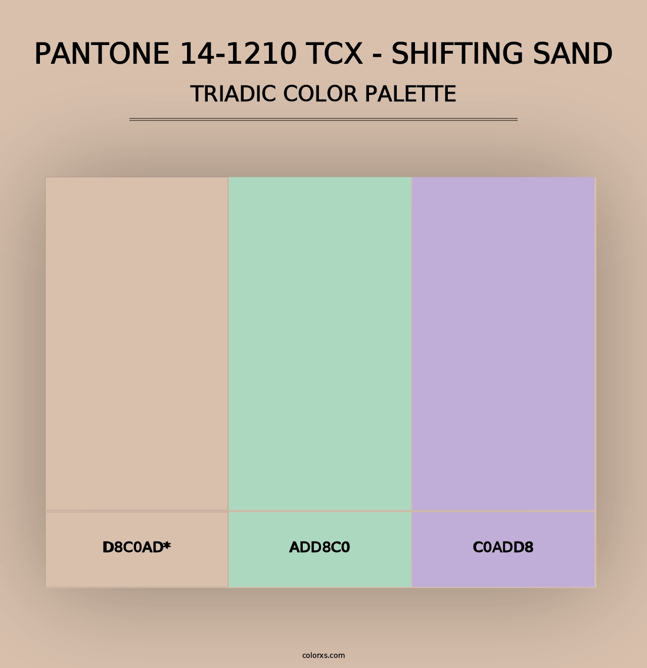 PANTONE 14-1210 TCX - Shifting Sand - Triadic Color Palette