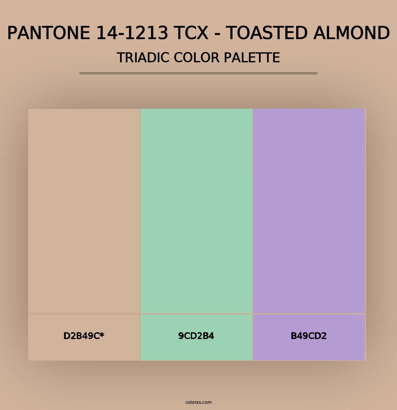 PANTONE 14-1213 TCX - Toasted Almond - Triadic Color Palette