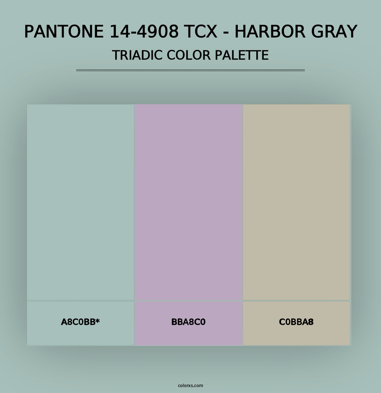 PANTONE 14-4908 TCX - Harbor Gray - Triadic Color Palette