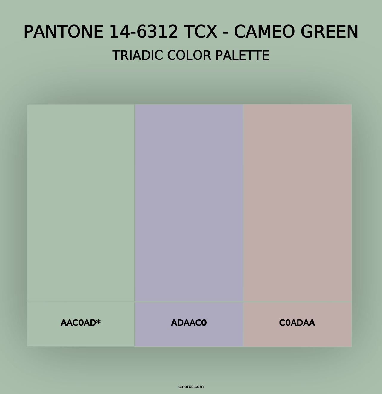 PANTONE 14-6312 TCX - Cameo Green - Triadic Color Palette