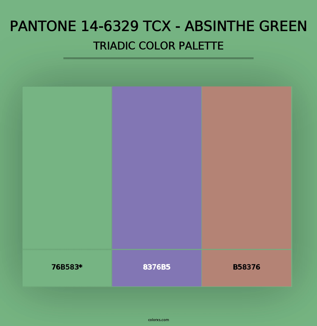 PANTONE 14-6329 TCX - Absinthe Green - Triadic Color Palette