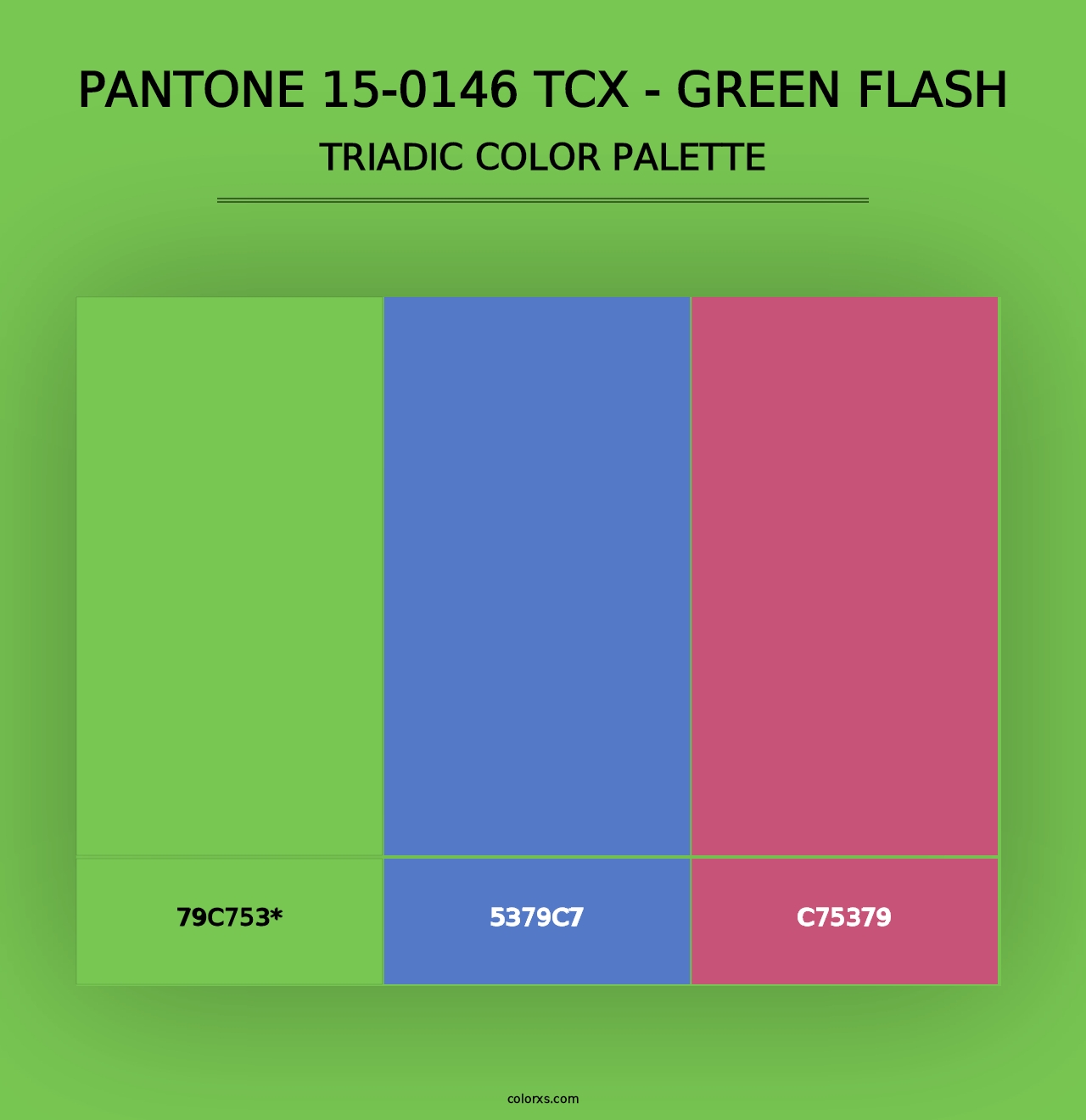 PANTONE 15-0146 TCX - Green Flash - Triadic Color Palette