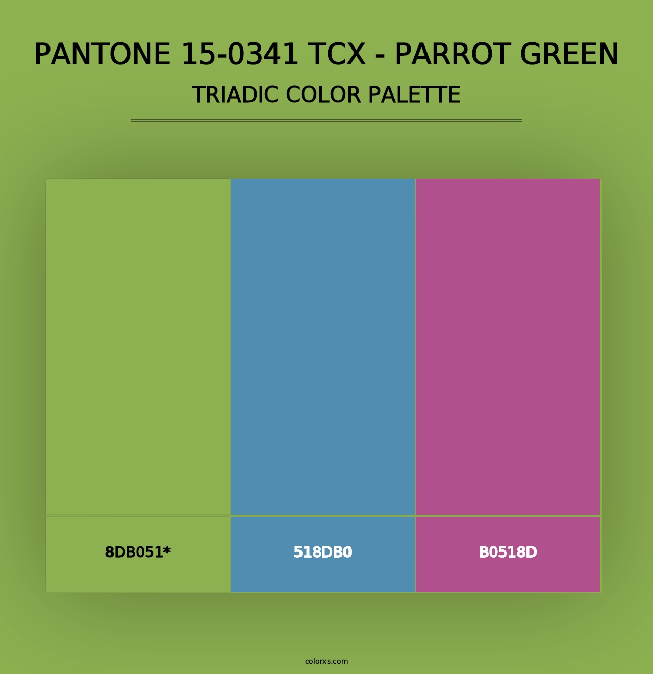 PANTONE 15-0341 TCX - Parrot Green - Triadic Color Palette