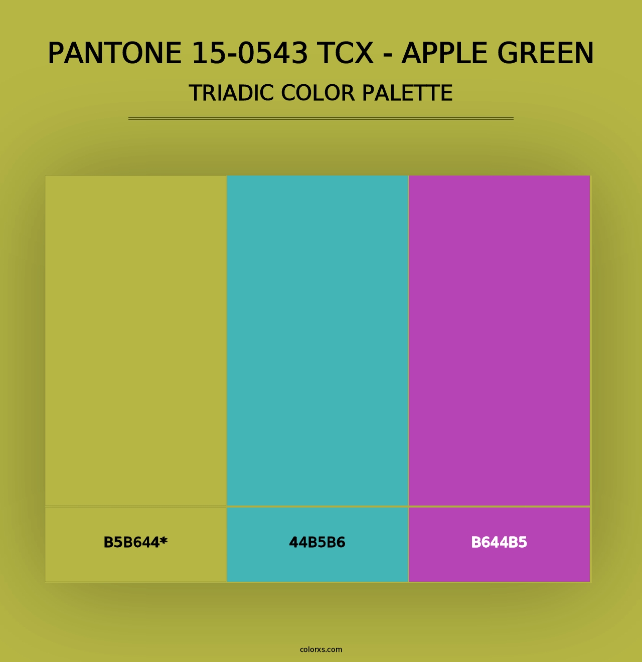 PANTONE 15-0543 TCX - Apple Green - Triadic Color Palette