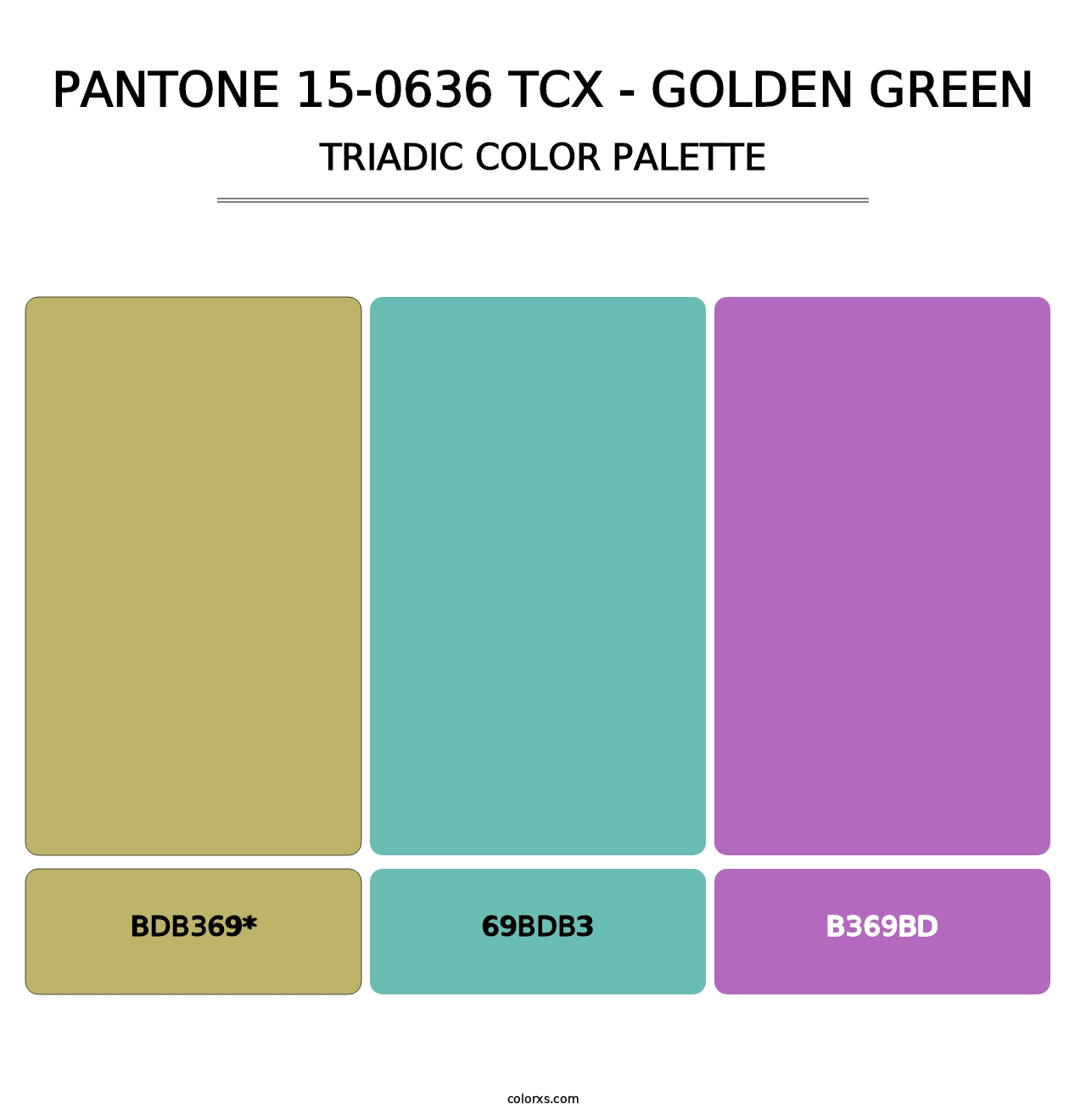 PANTONE 15-0636 TCX - Golden Green - Triadic Color Palette