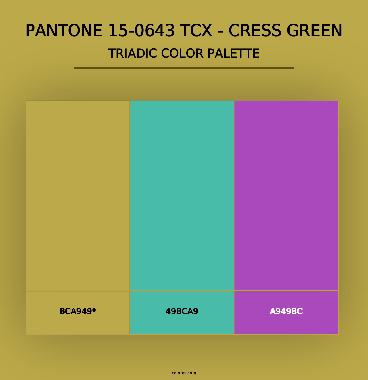 PANTONE 15-0643 TCX - Cress Green - Triadic Color Palette