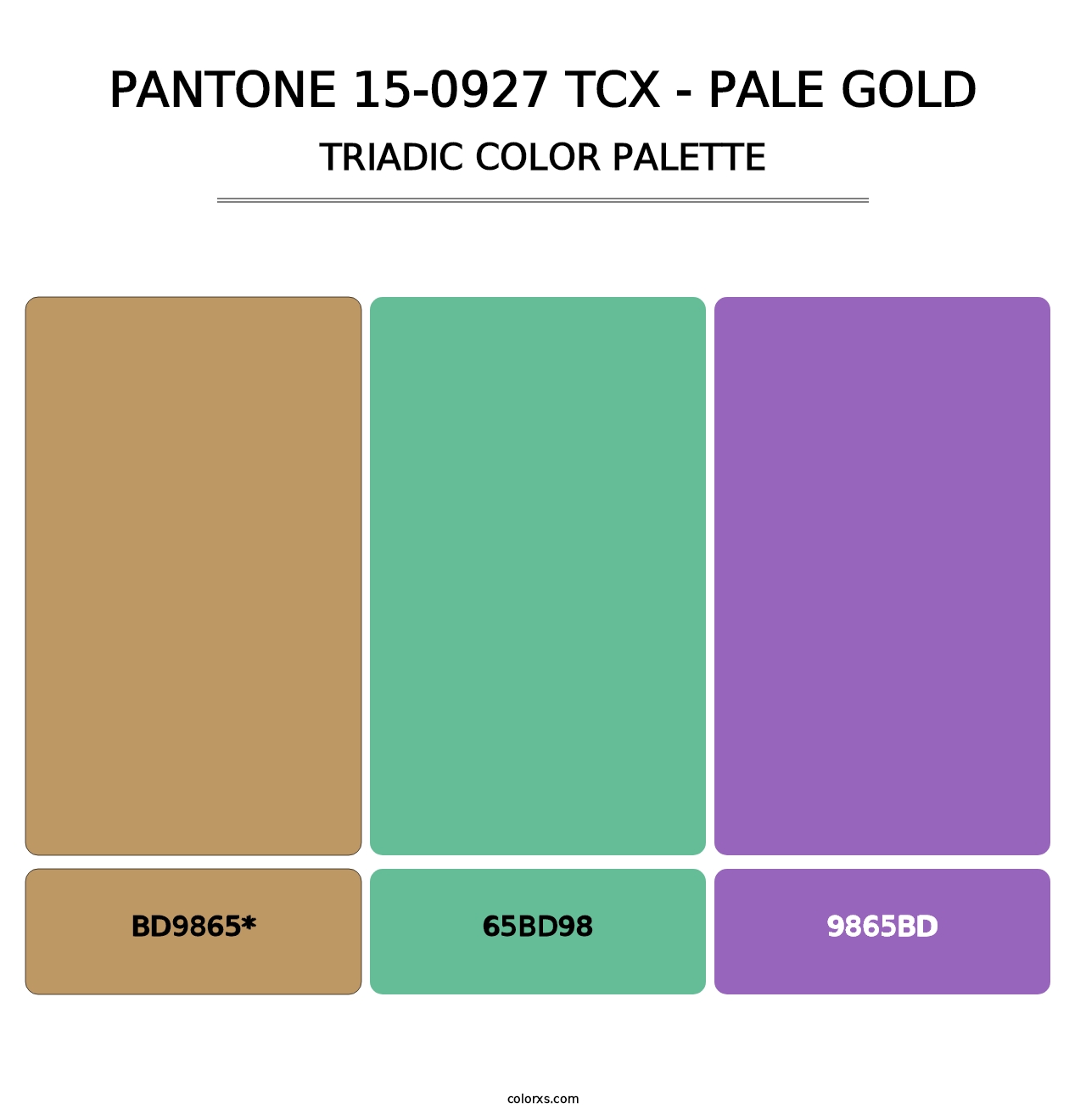 PANTONE 15-0927 TCX - Pale Gold - Triadic Color Palette