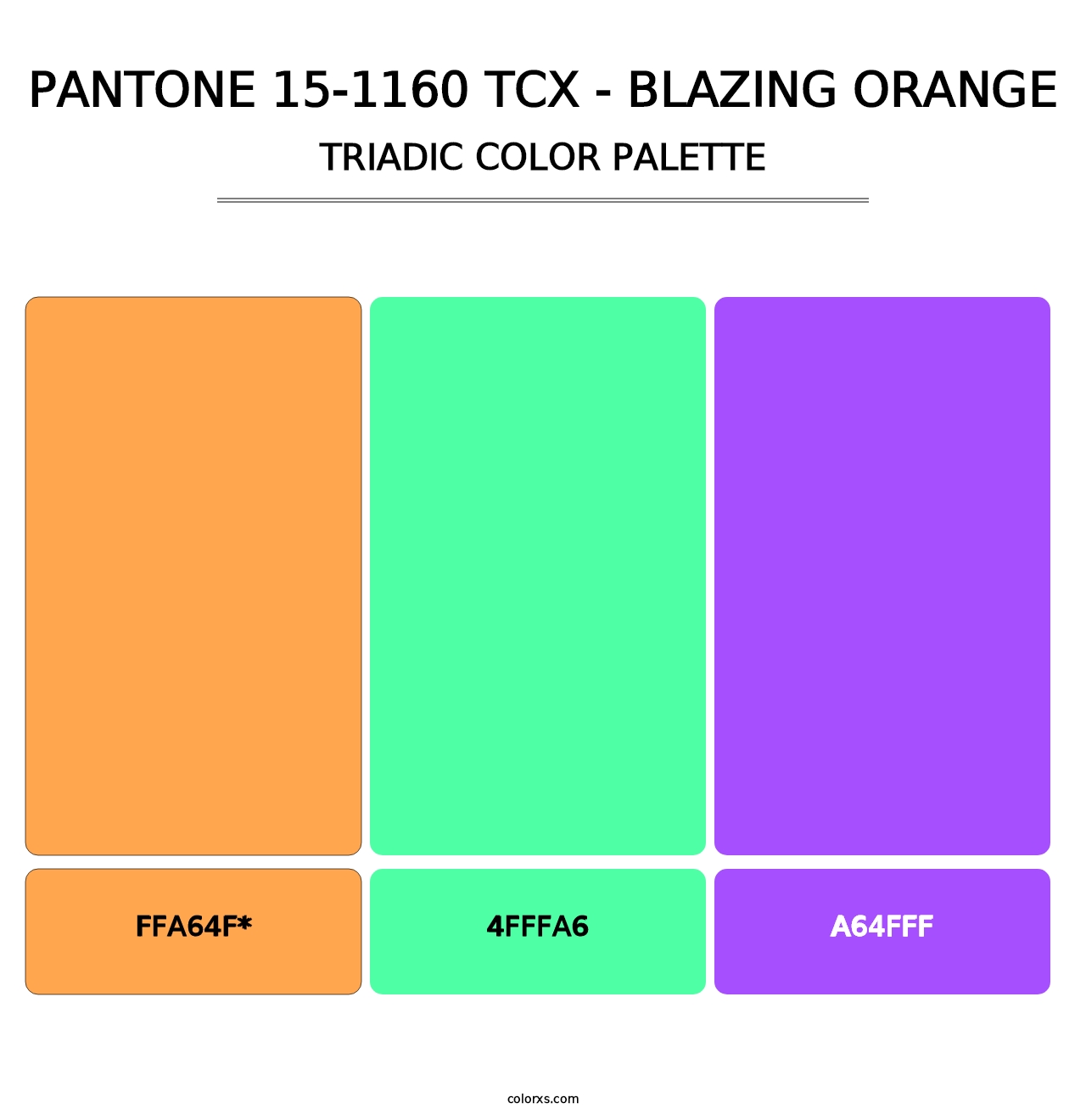 PANTONE 15-1160 TCX - Blazing Orange - Triadic Color Palette