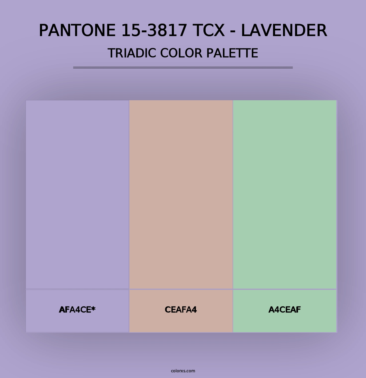 PANTONE 15-3817 TCX - Lavender - Triadic Color Palette