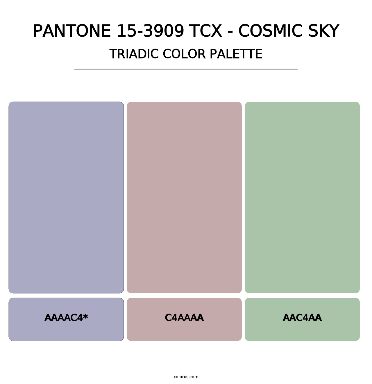 PANTONE 15-3909 TCX - Cosmic Sky - Triadic Color Palette