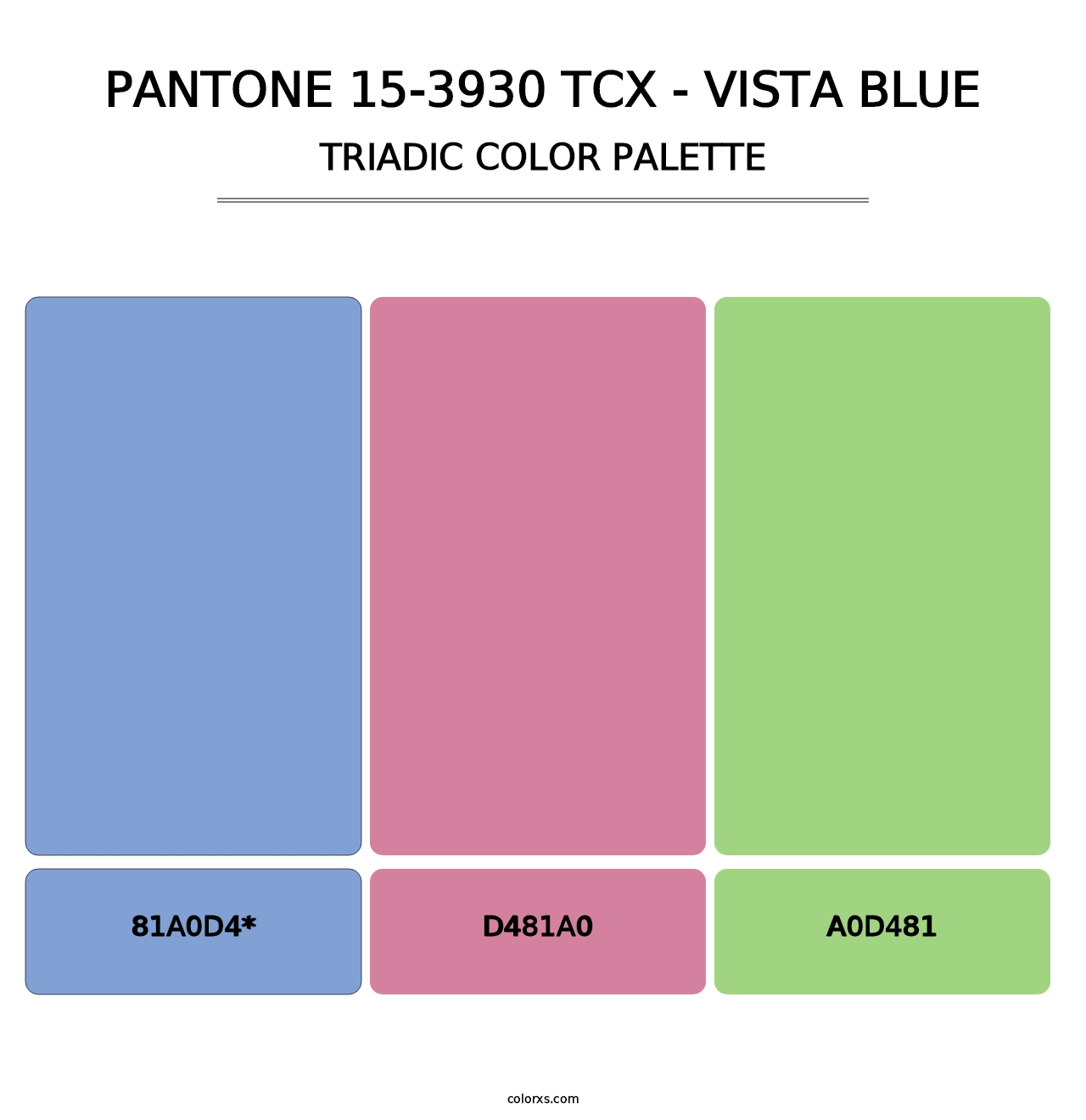 PANTONE 15-3930 TCX - Vista Blue - Triadic Color Palette