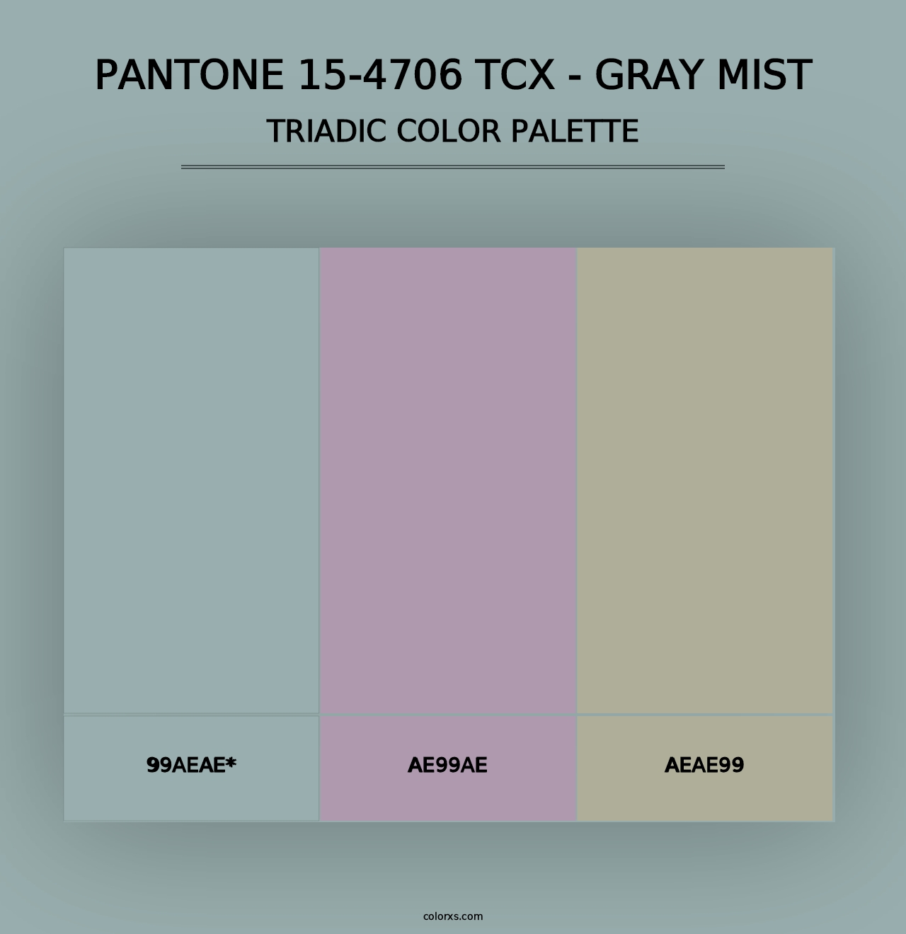 PANTONE 15-4706 TCX - Gray Mist - Triadic Color Palette