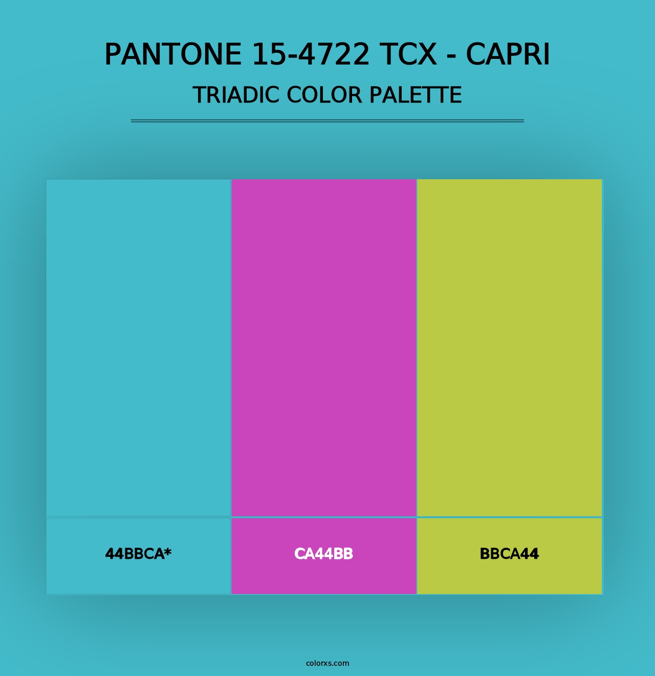 PANTONE 15-4722 TCX - Capri - Triadic Color Palette