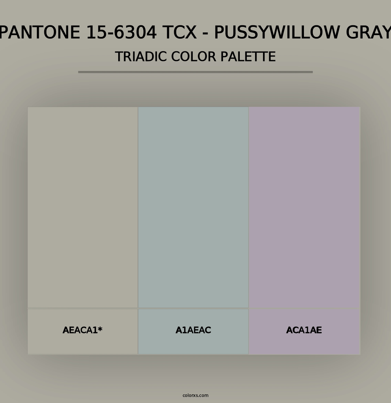 PANTONE 15-6304 TCX - Pussywillow Gray - Triadic Color Palette