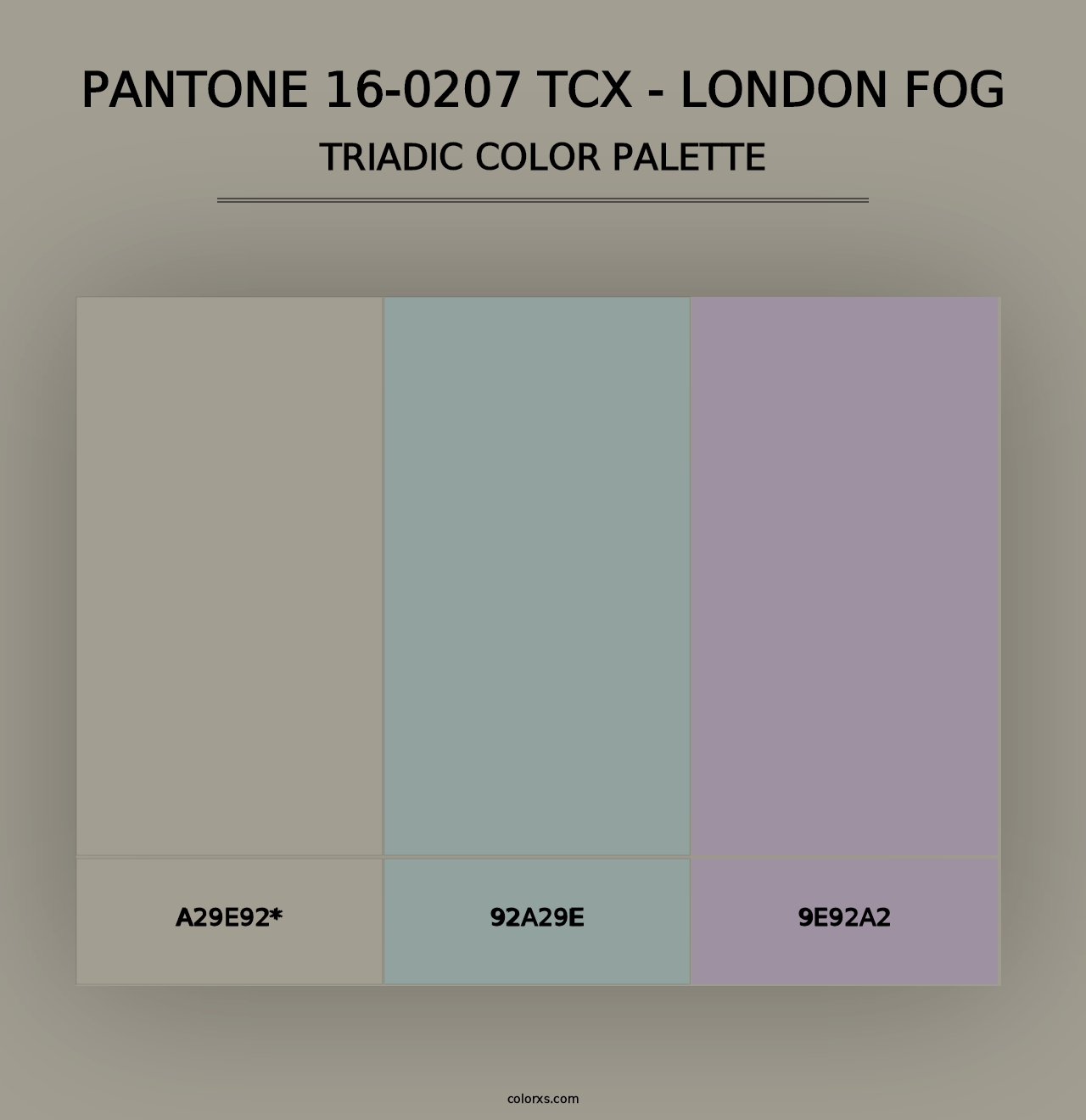 PANTONE 16-0207 TCX - London Fog - Triadic Color Palette