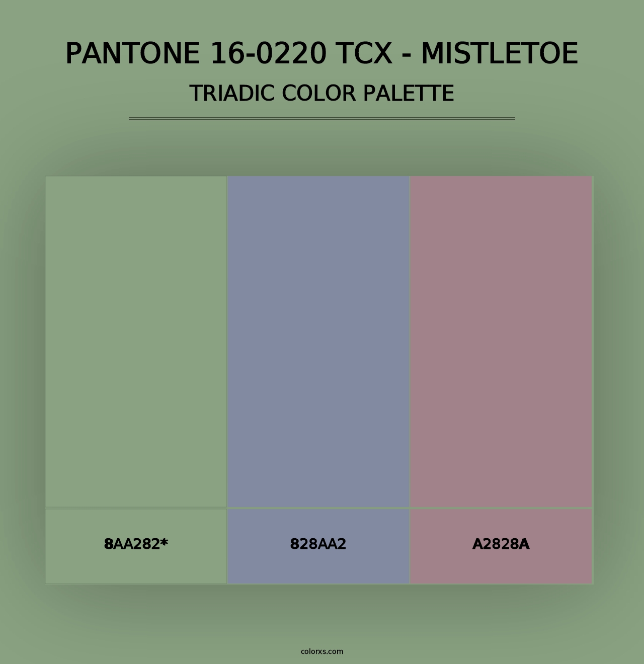 PANTONE 16-0220 TCX - Mistletoe - Triadic Color Palette