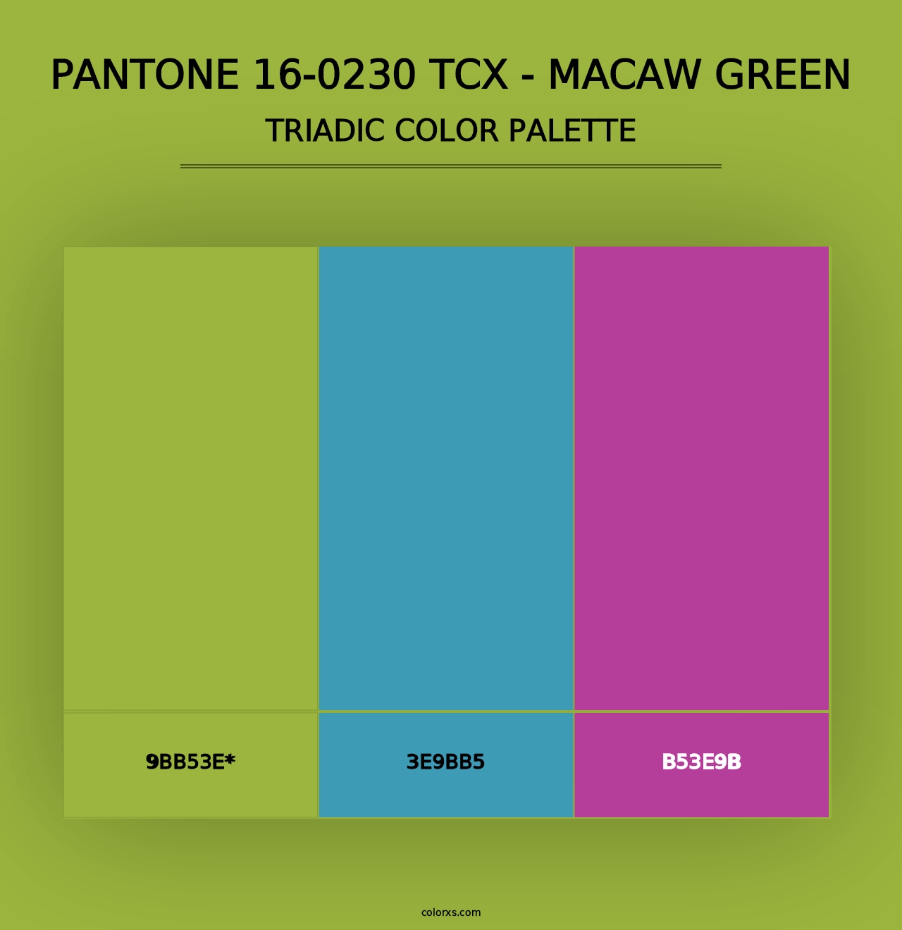 PANTONE 16-0230 TCX - Macaw Green - Triadic Color Palette