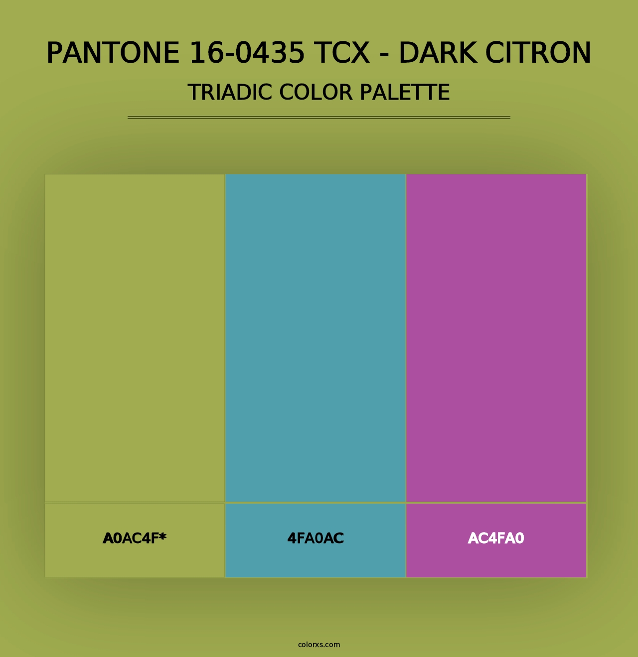 PANTONE 16-0435 TCX - Dark Citron - Triadic Color Palette