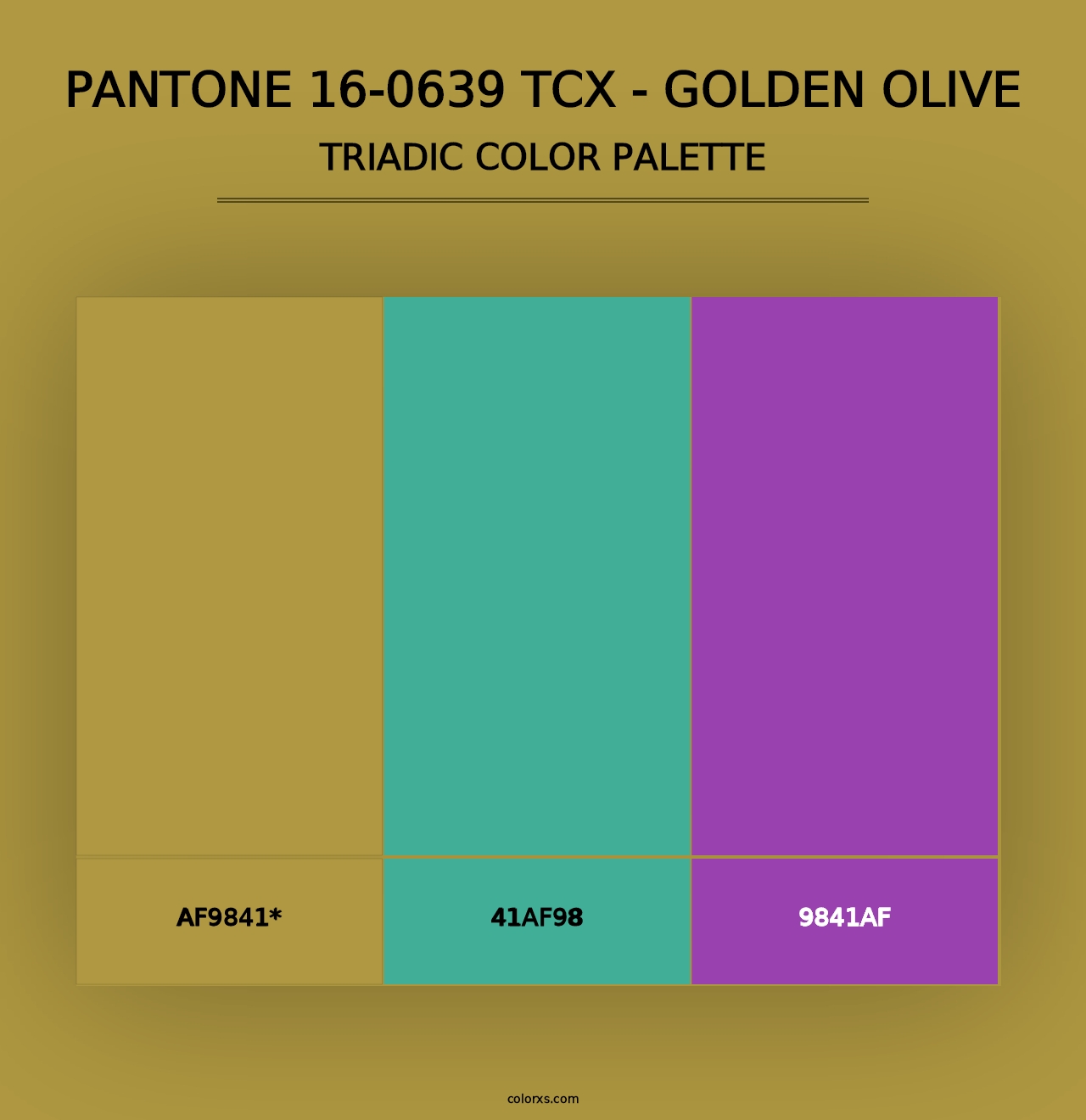 PANTONE 16-0639 TCX - Golden Olive - Triadic Color Palette