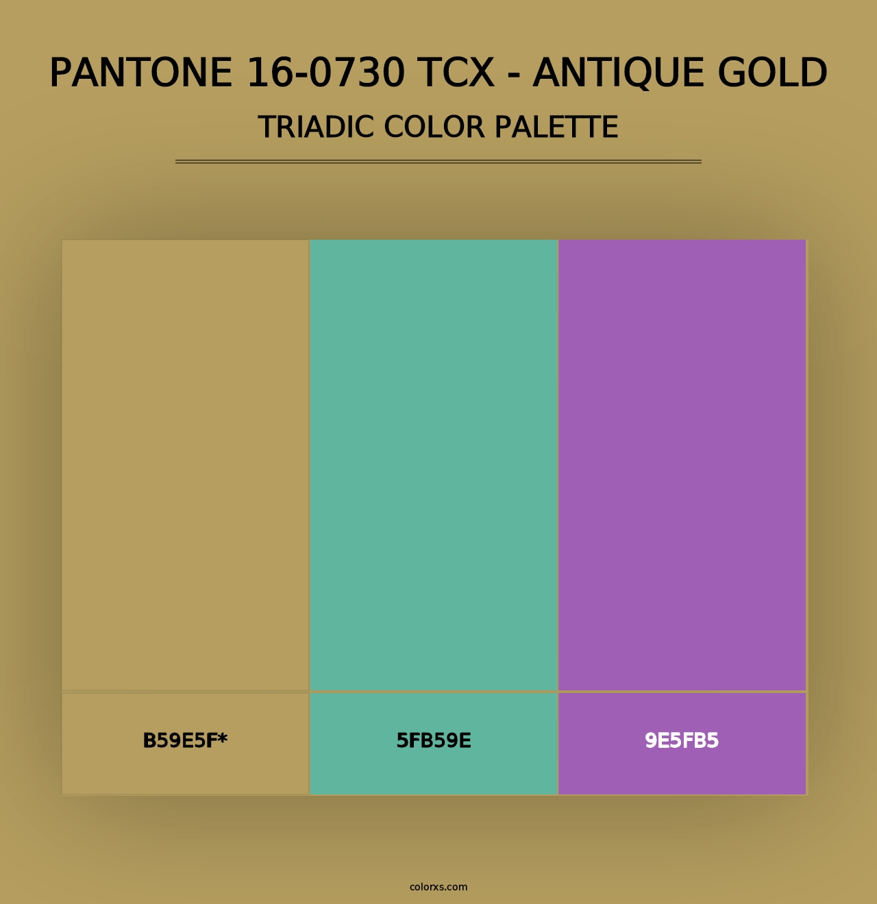 PANTONE 16-0730 TCX - Antique Gold - Triadic Color Palette