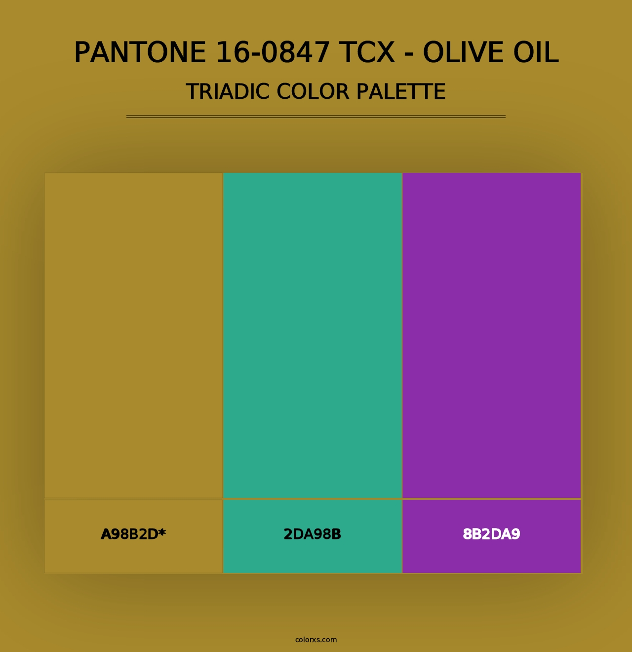 PANTONE 16-0847 TCX - Olive Oil - Triadic Color Palette