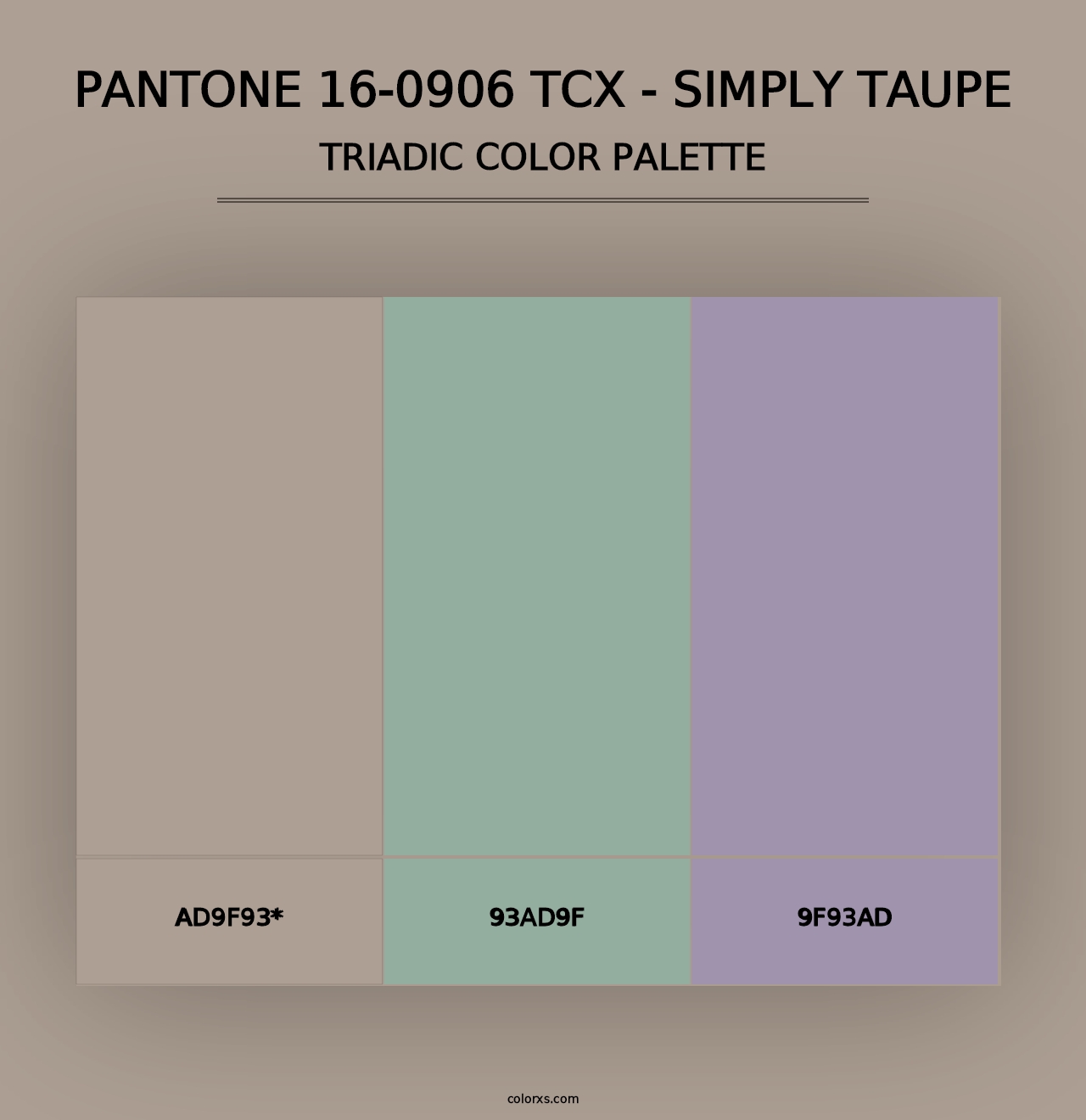 PANTONE 16-0906 TCX - Simply Taupe - Triadic Color Palette