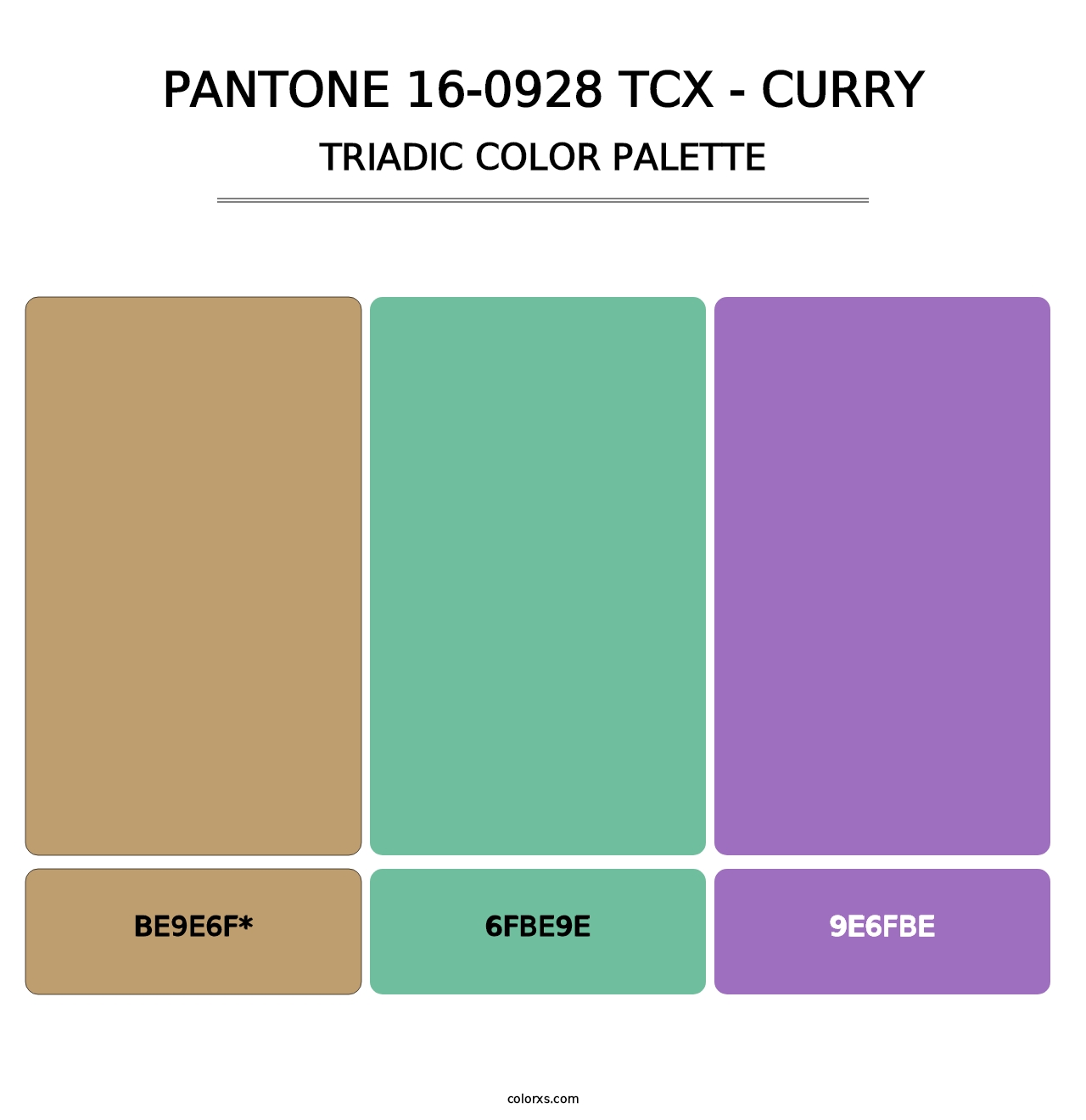 PANTONE 16-0928 TCX - Curry - Triadic Color Palette