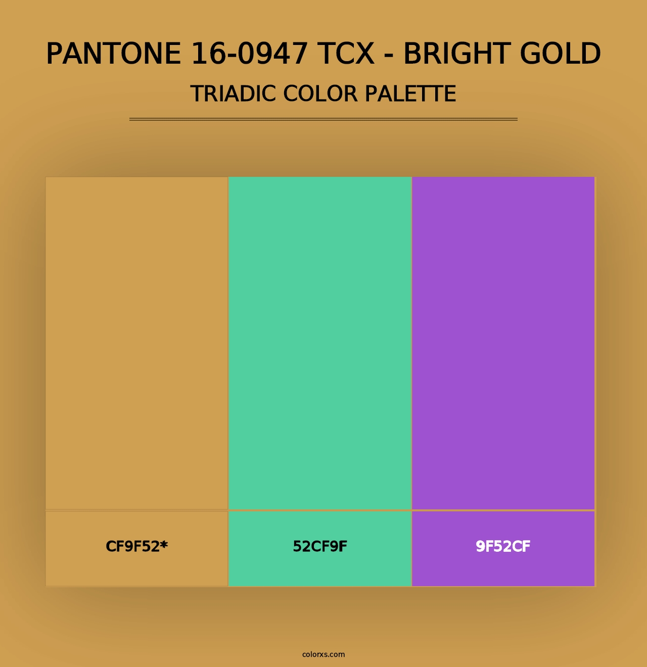 PANTONE 16-0947 TCX - Bright Gold - Triadic Color Palette