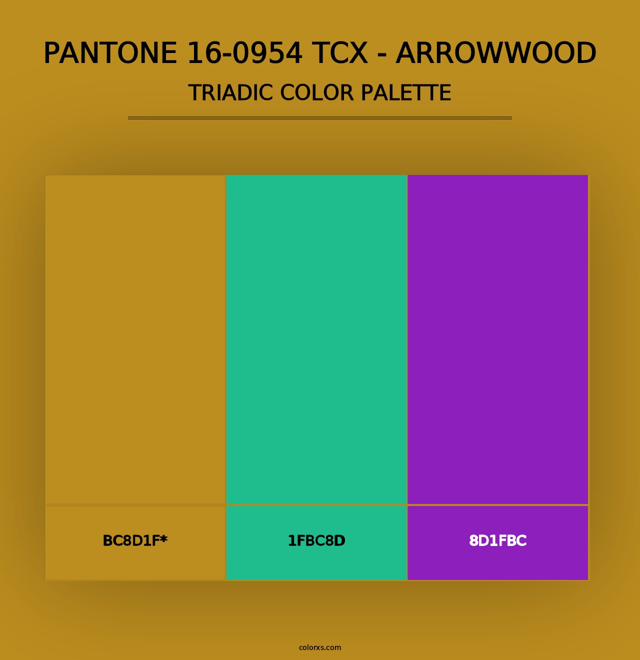 PANTONE 16-0954 TCX - Arrowwood - Triadic Color Palette