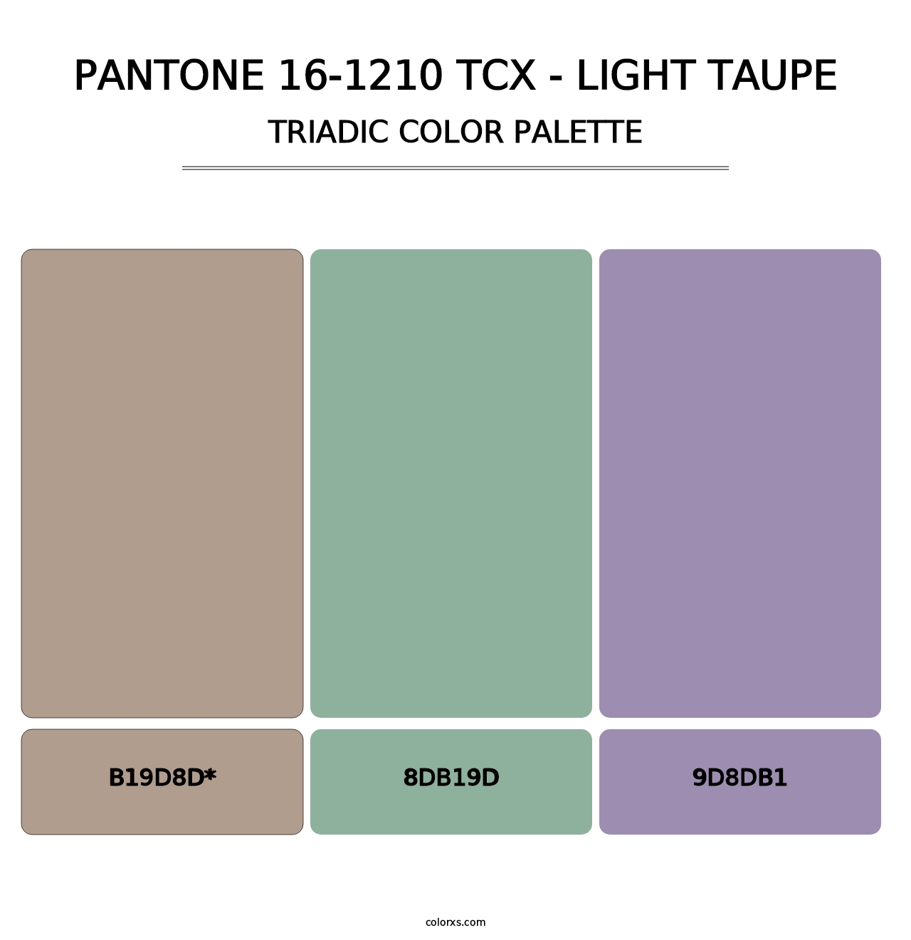 PANTONE 16-1210 TCX - Light Taupe - Triadic Color Palette