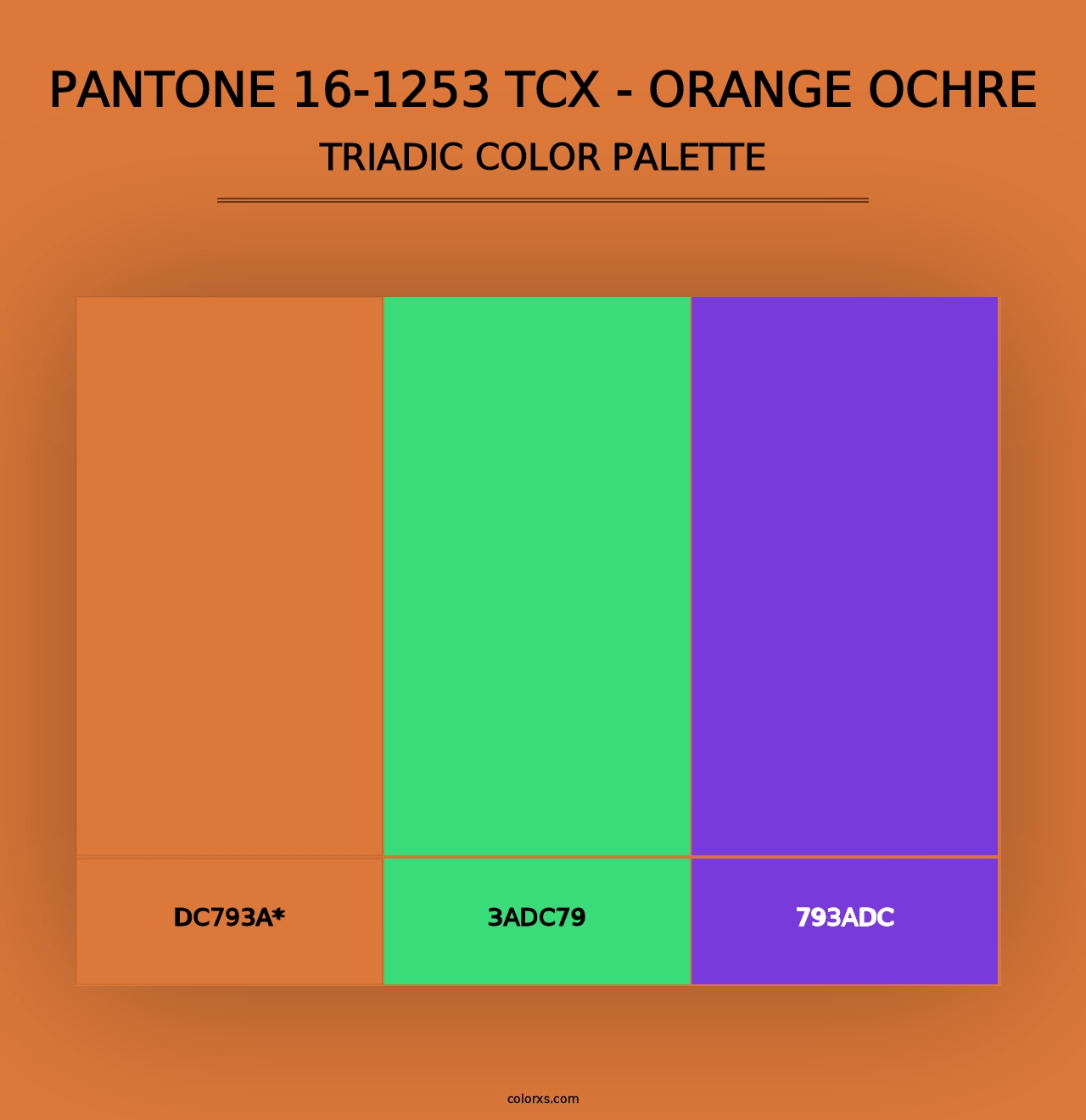 PANTONE 16-1253 TCX - Orange Ochre - Triadic Color Palette