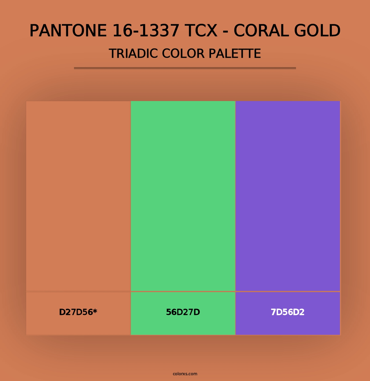 PANTONE 16-1337 TCX - Coral Gold - Triadic Color Palette