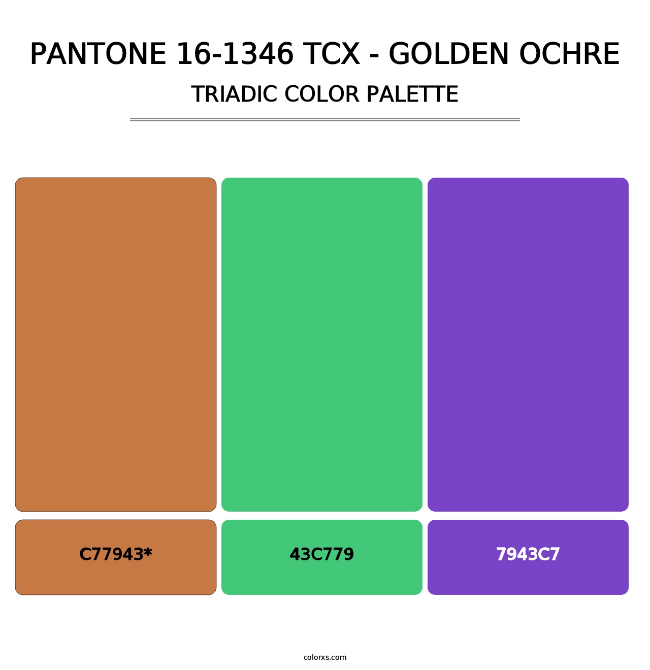 PANTONE 16-1346 TCX - Golden Ochre - Triadic Color Palette