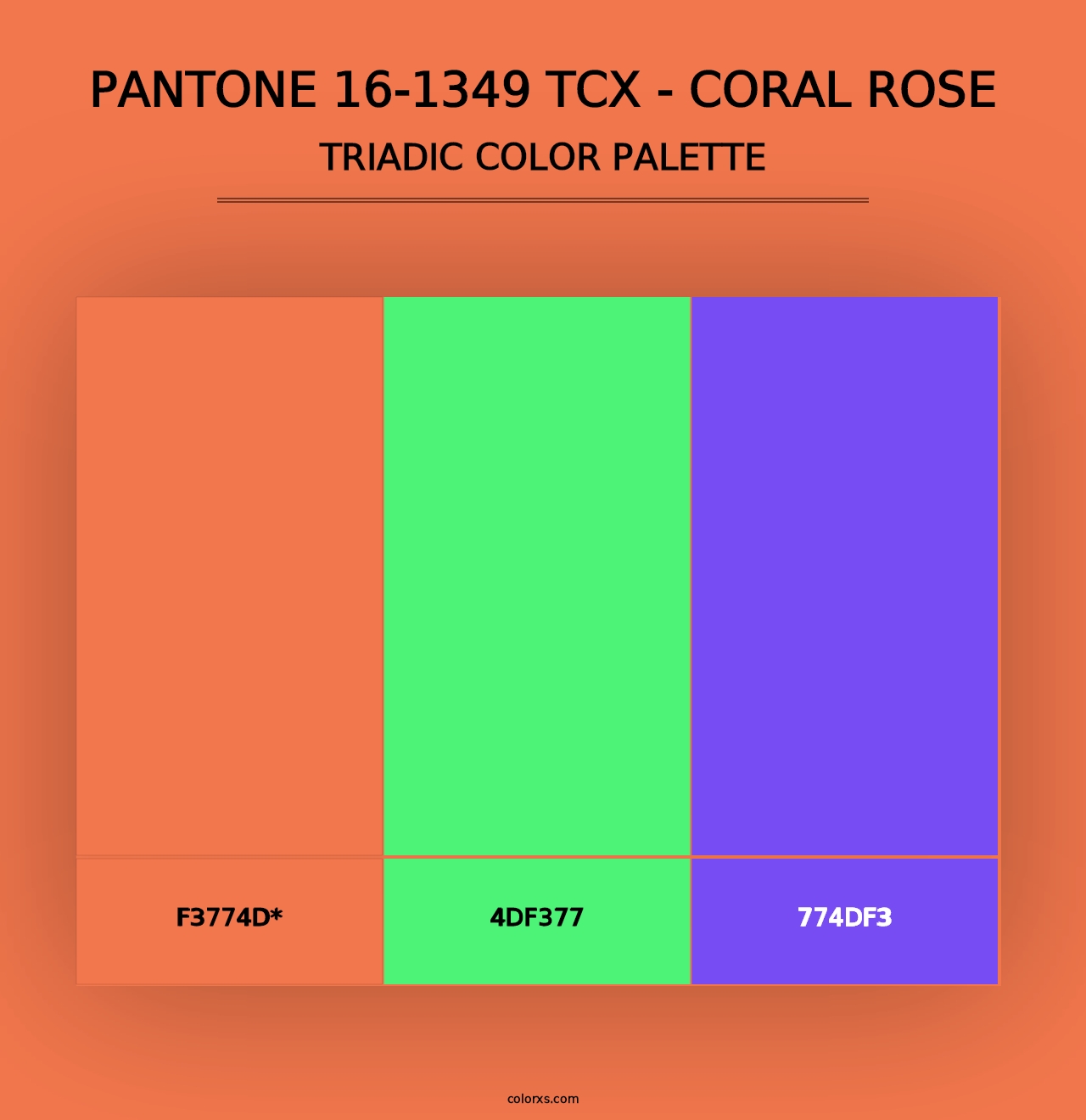 PANTONE 16-1349 TCX - Coral Rose - Triadic Color Palette