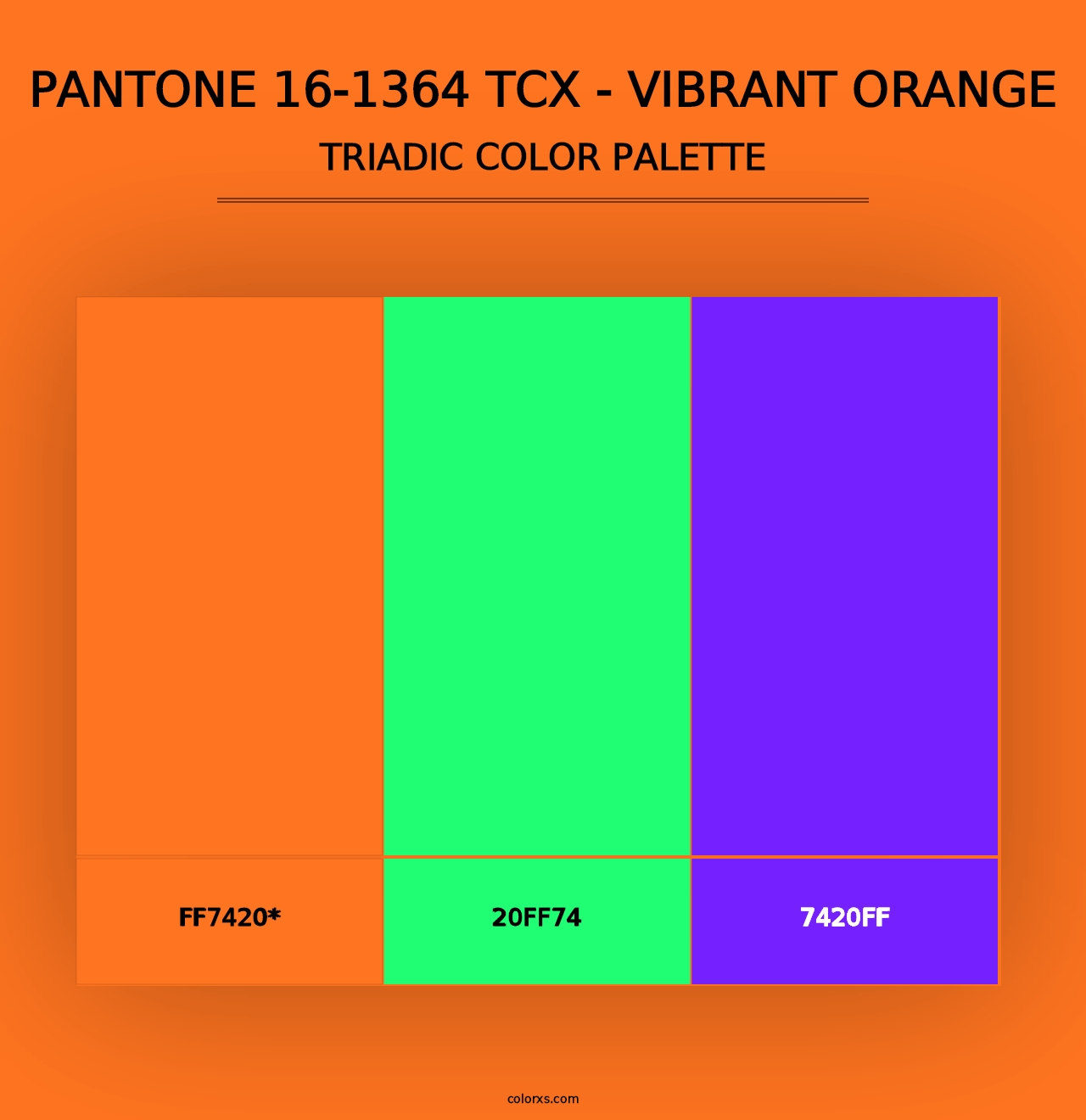 PANTONE 16-1364 TCX - Vibrant Orange - Triadic Color Palette