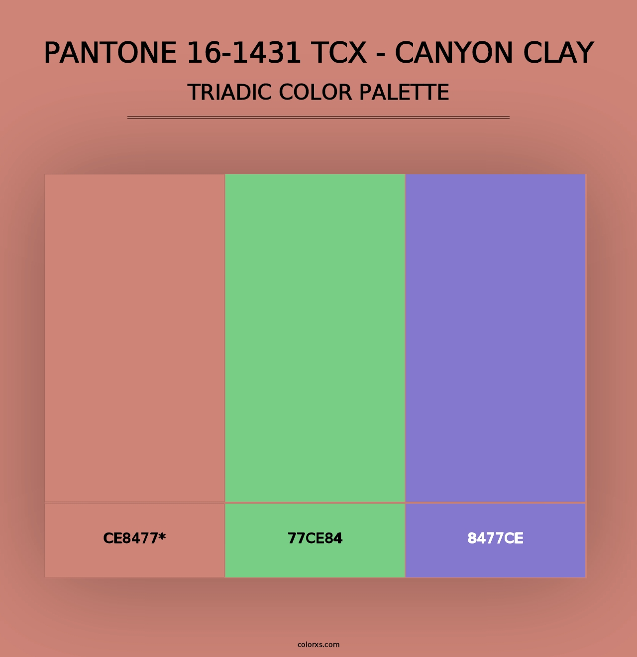 PANTONE 16-1431 TCX - Canyon Clay - Triadic Color Palette