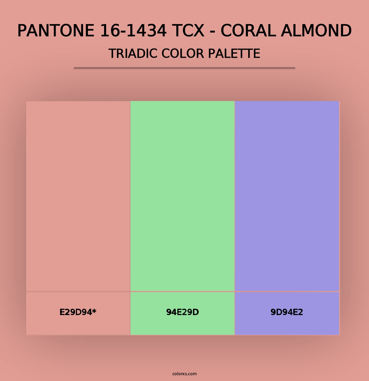 PANTONE 16-1434 TCX - Coral Almond - Triadic Color Palette