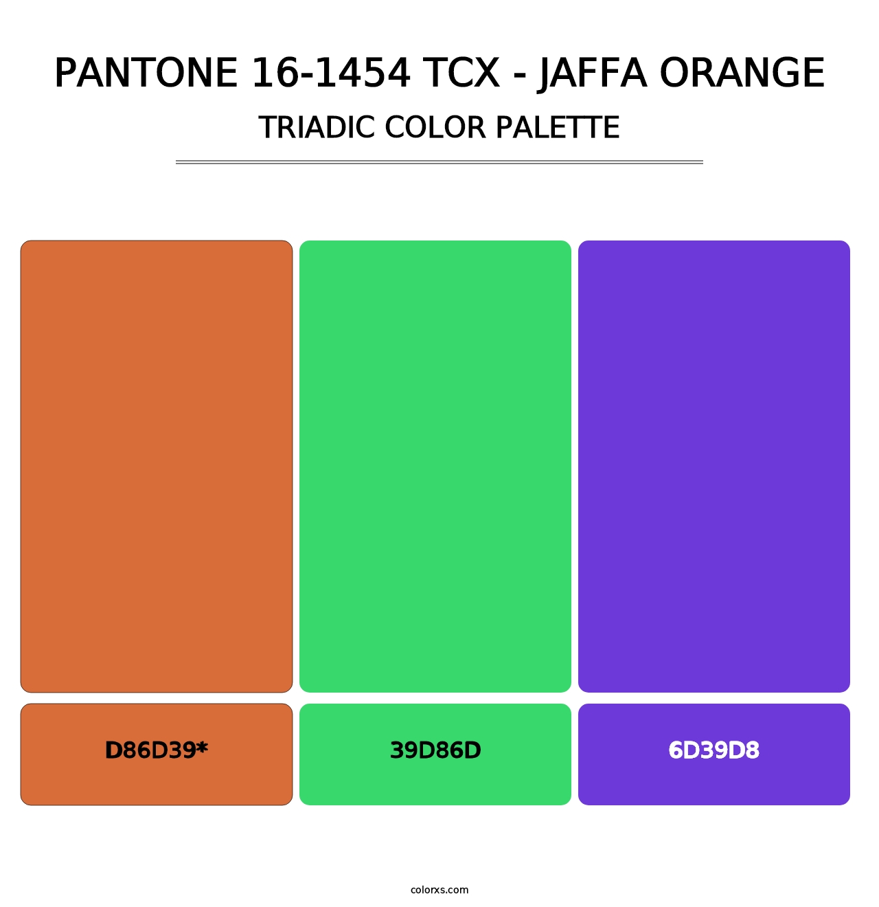 PANTONE 16-1454 TCX - Jaffa Orange - Triadic Color Palette