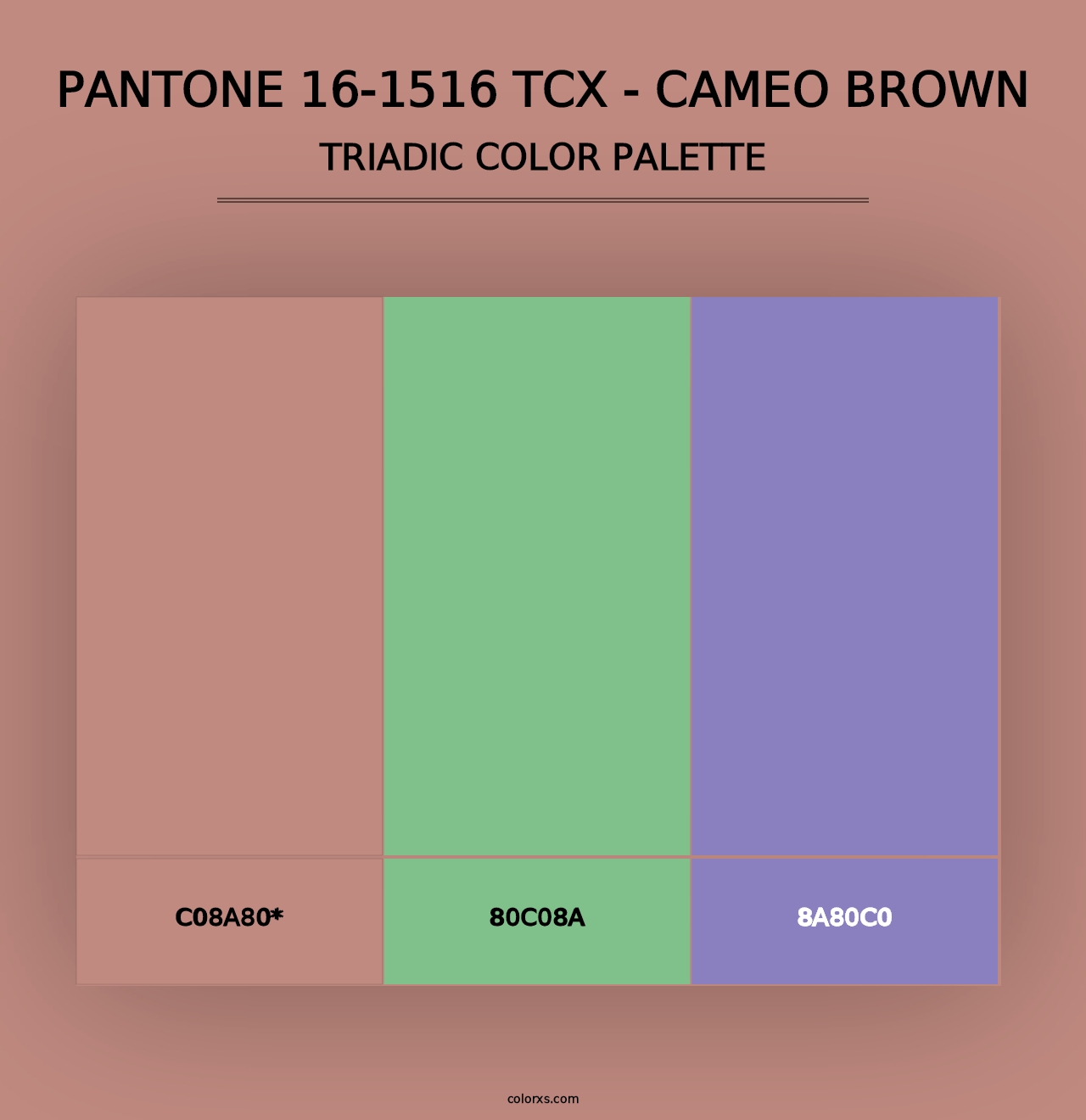 PANTONE 16-1516 TCX - Cameo Brown - Triadic Color Palette