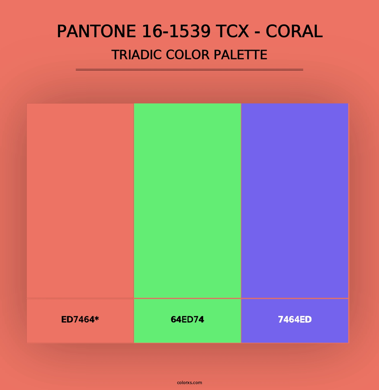 PANTONE 16-1539 TCX - Coral - Triadic Color Palette