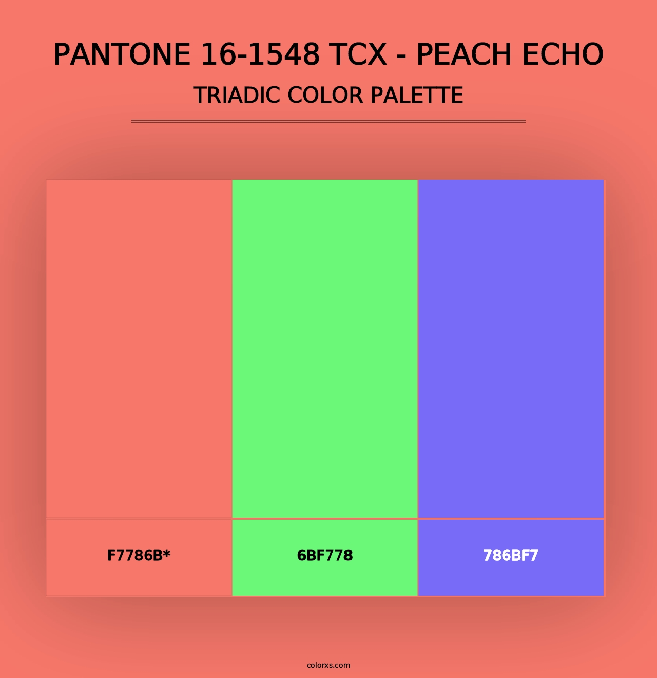 PANTONE 16-1548 TCX - Peach Echo - Triadic Color Palette