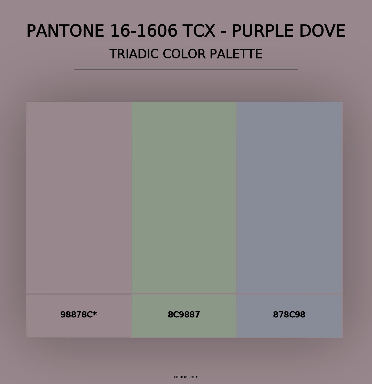 PANTONE 16-1606 TCX - Purple Dove - Triadic Color Palette