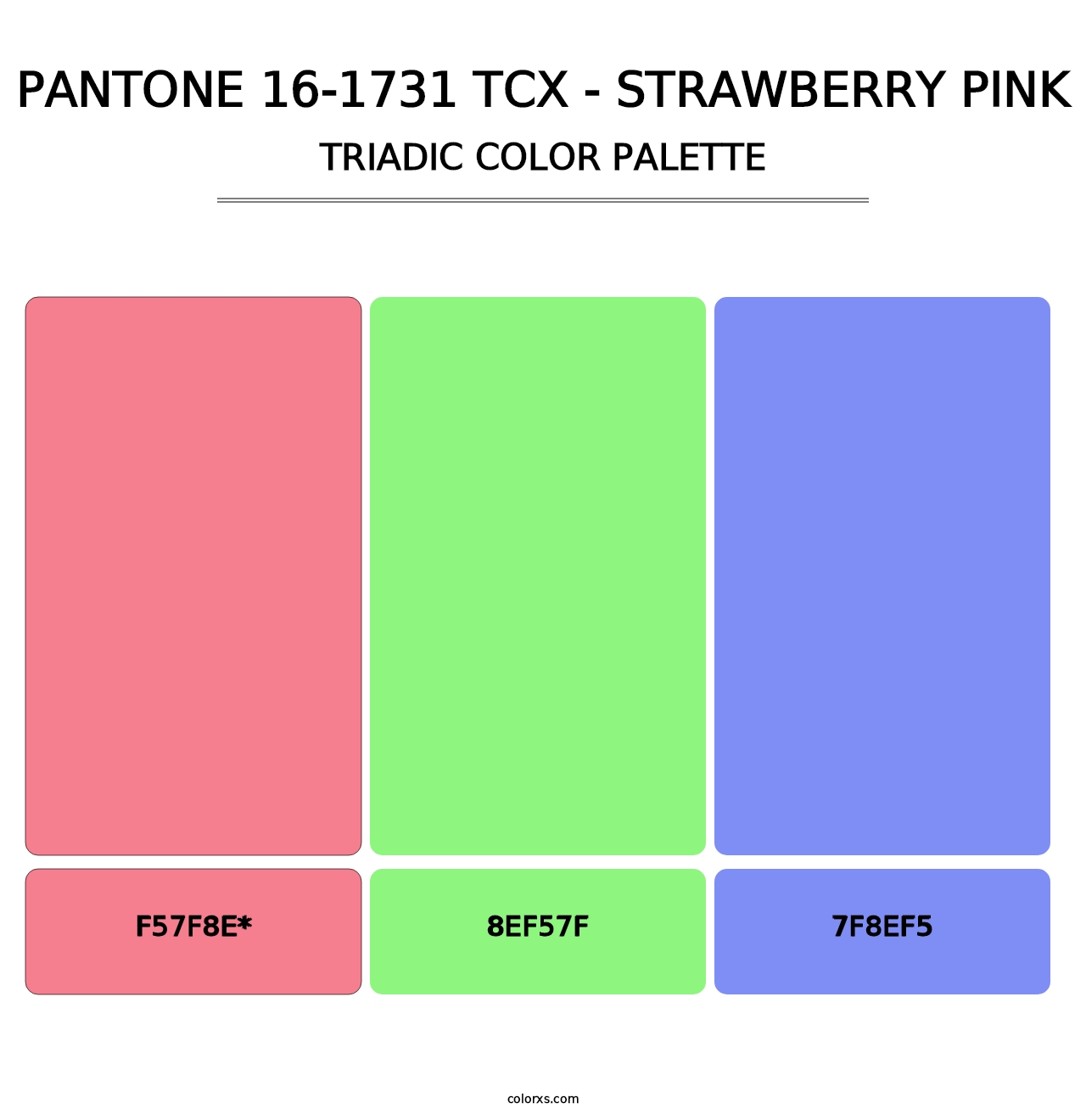 PANTONE 16-1731 TCX - Strawberry Pink - Triadic Color Palette