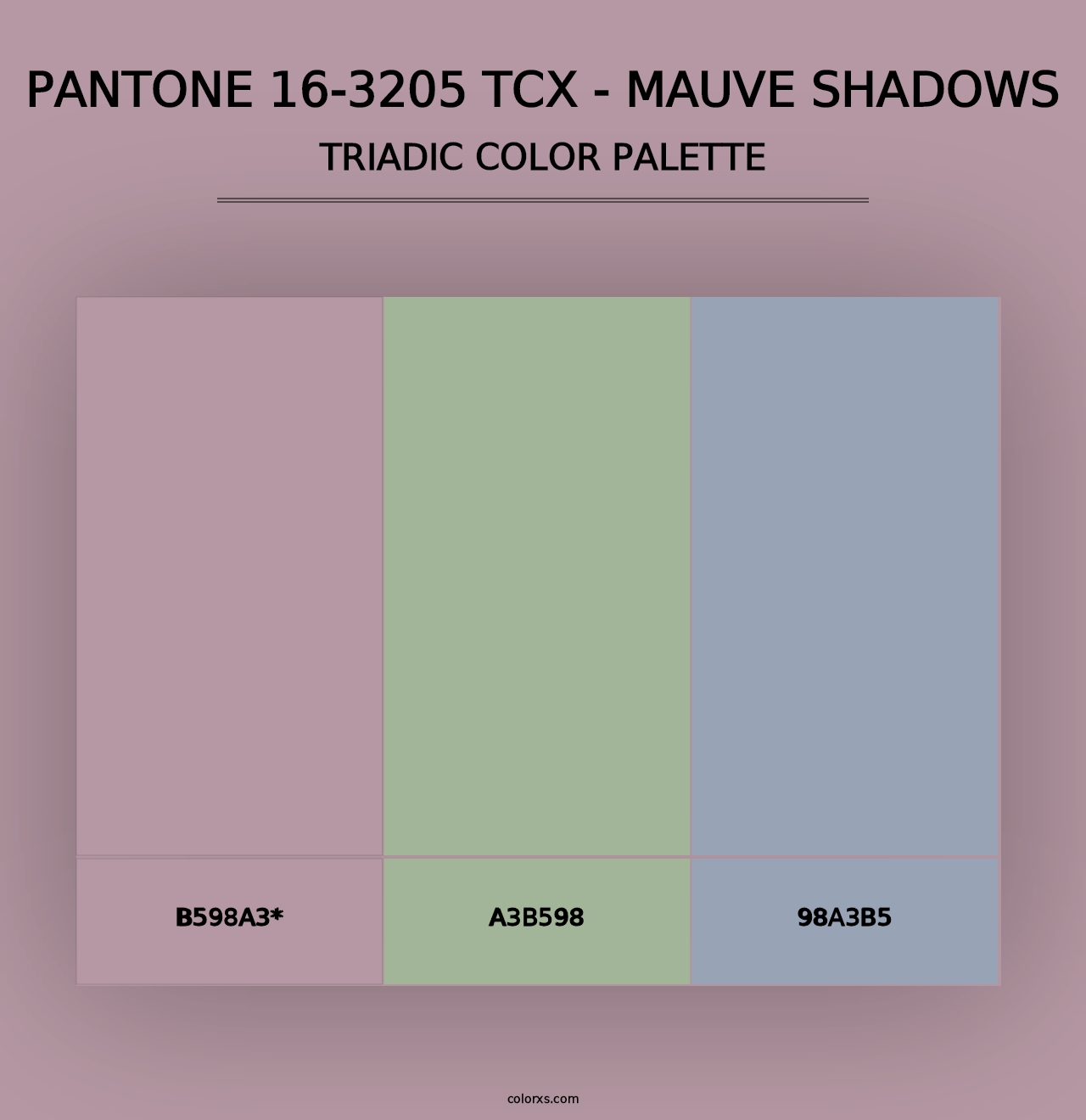 PANTONE 16-3205 TCX - Mauve Shadows - Triadic Color Palette